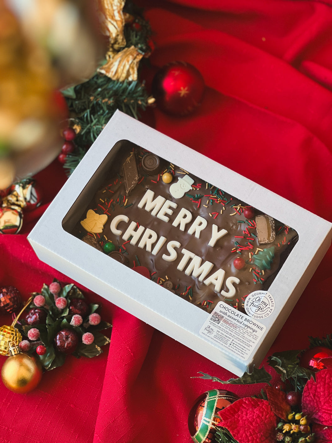 Merry Christmas Chocolate Brownie Slab