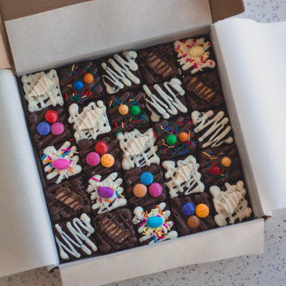 25 Piece Brownie Platter with Colourful Toppings
