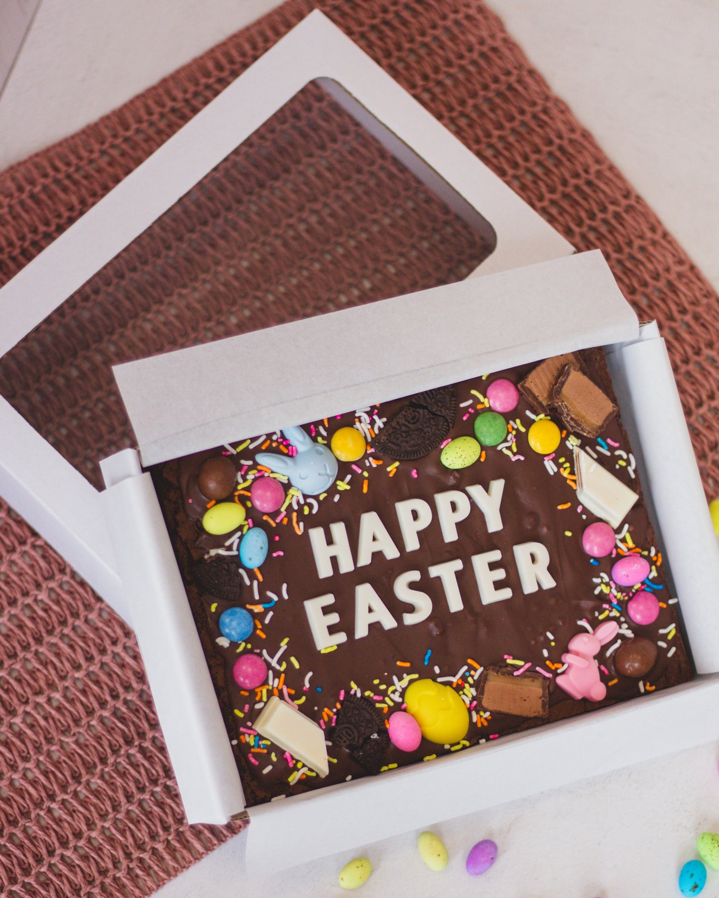 Happy Easter Chocolate Brownie Slab