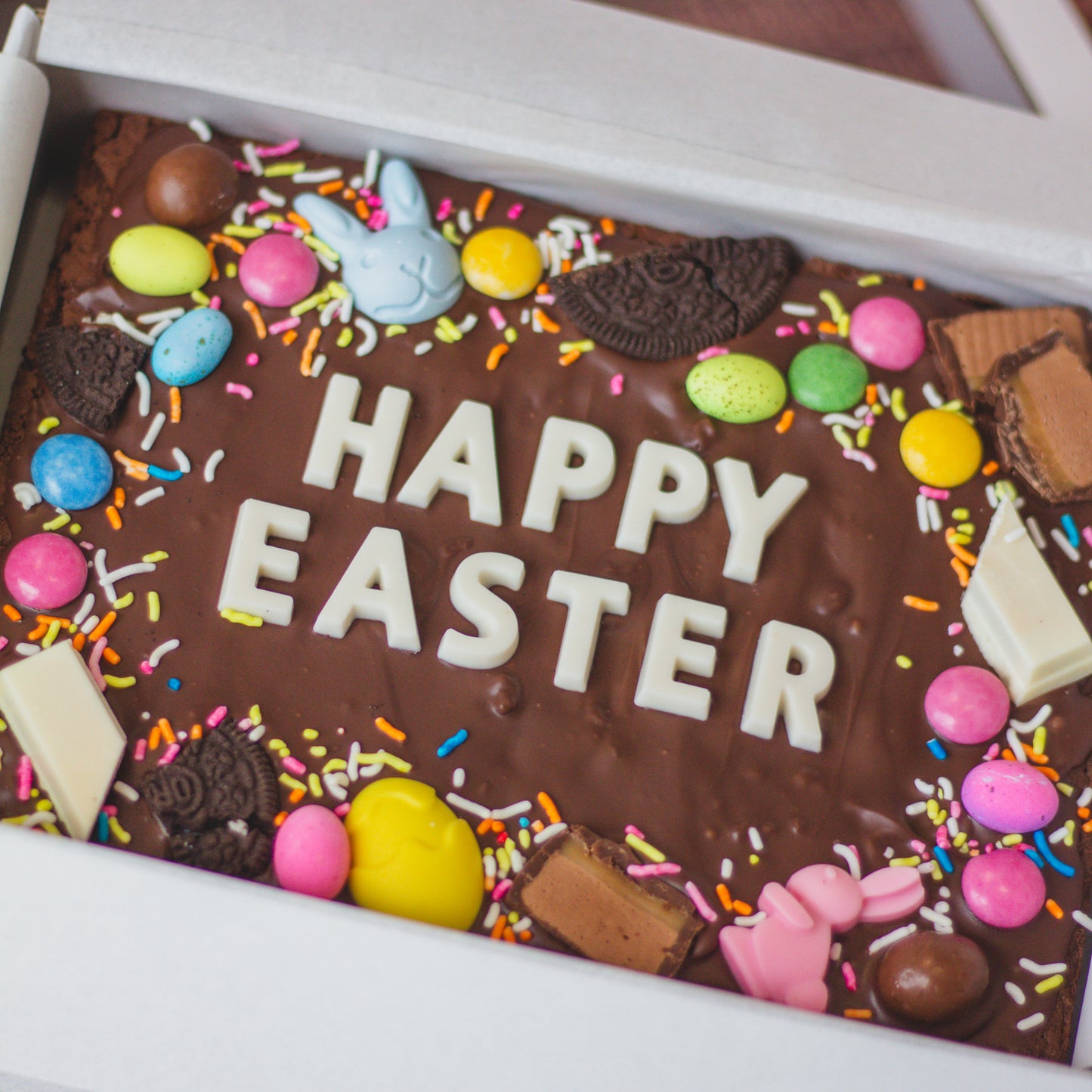 Happy Easter Chocolate Brownie Slab